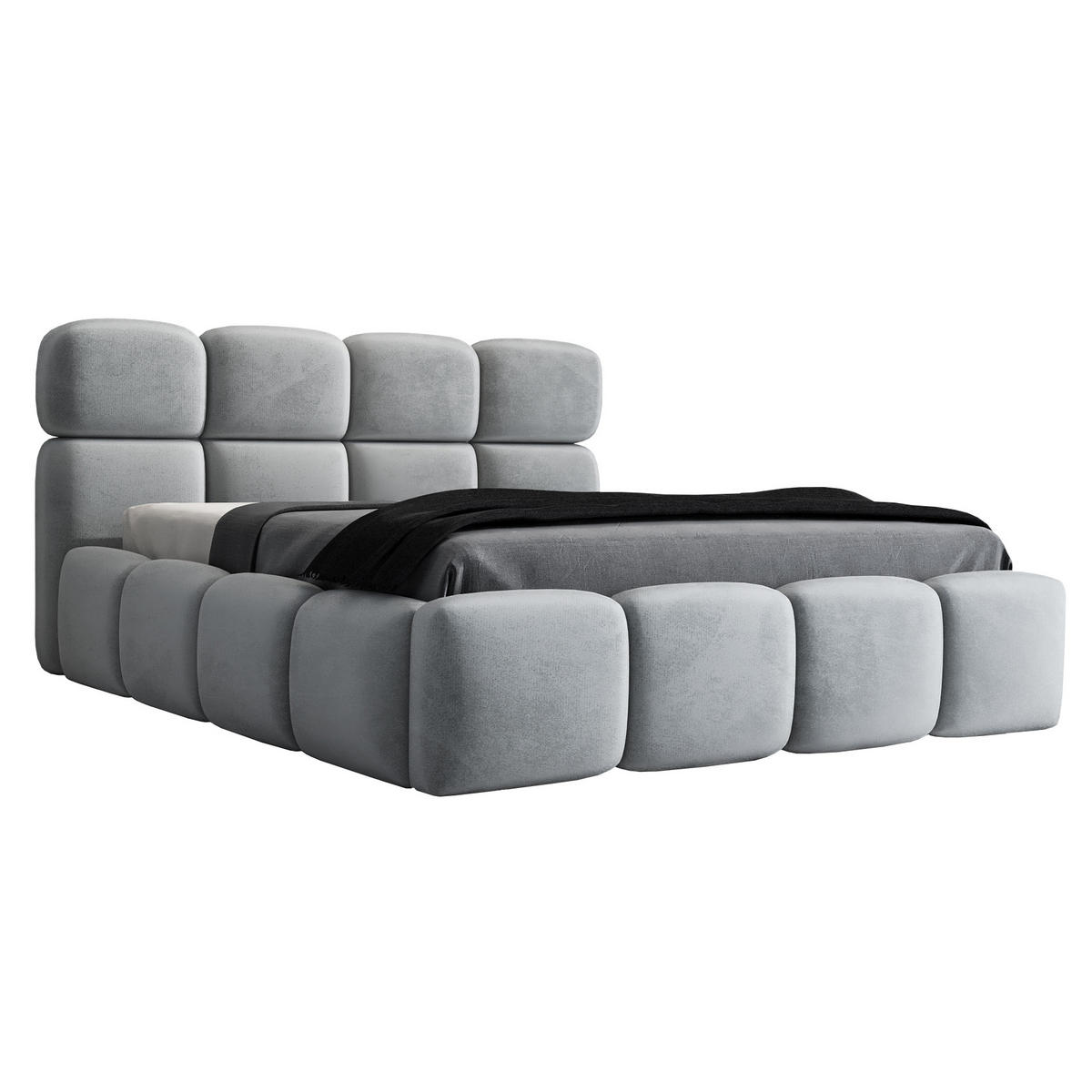 POLSTERBETT MONAKO-OM 90 x 200 in Grau - Grau, Textil (90/200cm) - A&J MöbelLand