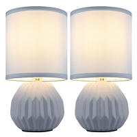 LED TISCHLEUCHTE Keramik Blau Textil 2er Set - Blau, Textil (12/12/23cm) - Globo Lighting