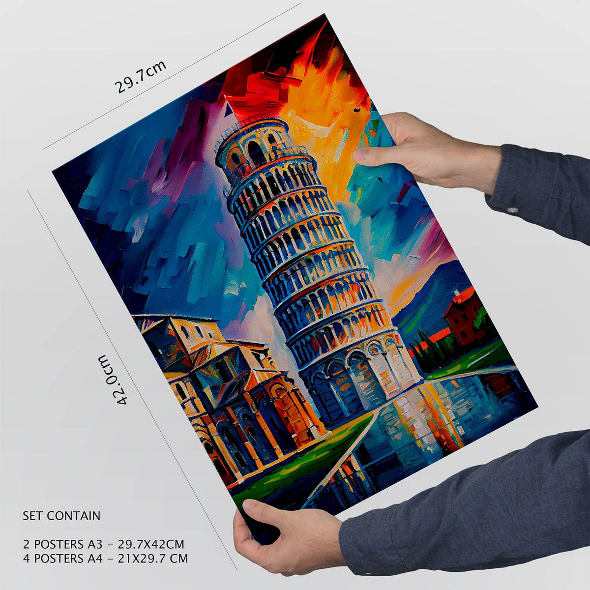 POSTER Set Mit 6 Orange Im Ölgemälde Stil A3 & A4 Rahmenlos - Klar, Papier (29/3cm) - Nacnic