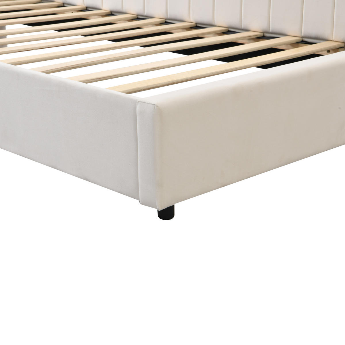 POLSTERBETT 90x200 cm Beige Multifunktion Lattenrost Samt - Beige, Holzwerkstoff - FLIEKS