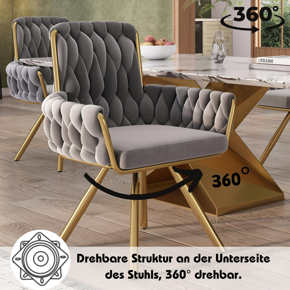ARMLEHNSTUHL-SET DE-35693 2 Stück mit Drehfunktion Grau - Grau, Metall (50/87/50cm) - ComfortXL