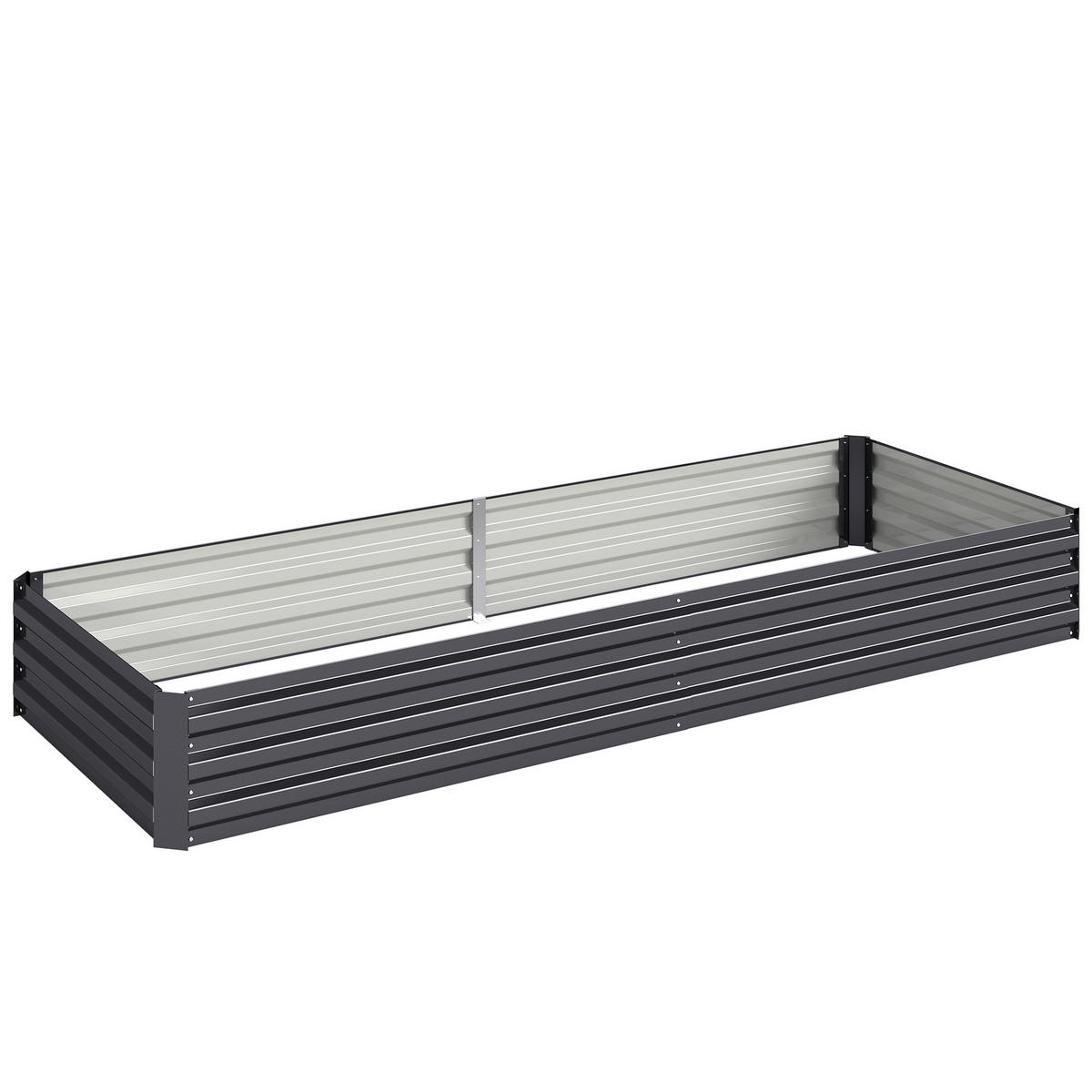 HOCHBEET DE-12210 rechteckig 241/90/30 cm aus Wellblech Grau - Grau, Metall (241/30/90.5cm) - ComfortXL
