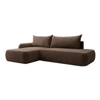 ECKSOFA Mit Schlaffunktion Und Bettkasten, Velvet-Stoff Vena, Dunkelbeige, Links, HELA I - Beige, Holz (302/184cm) - Kaiser Möbel