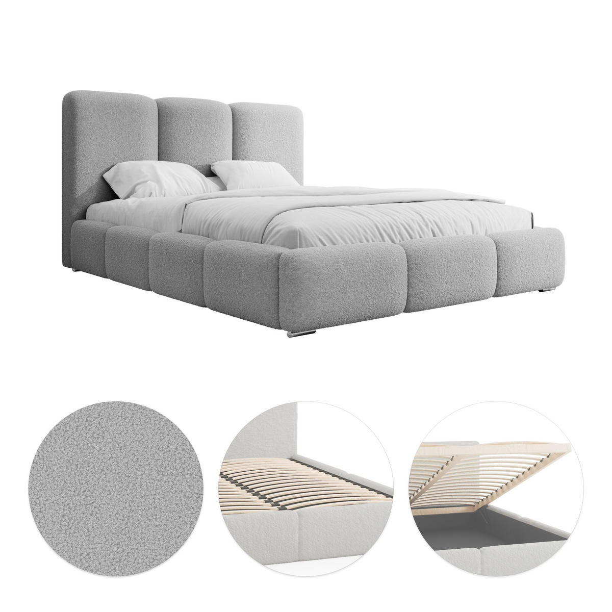 POLSTERBETT Doppelbett Kestle 140x200 cm Hellgrau - Hellgrau, Textil (140/200cm) - Fedve