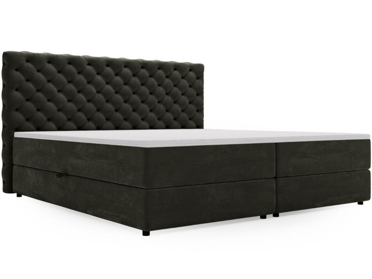 BOXBETT Bergamo 200x200 Dunkelgrau - Dunkelgrau/Schwarz, Holz/Textil (200/200cm) - Graingold