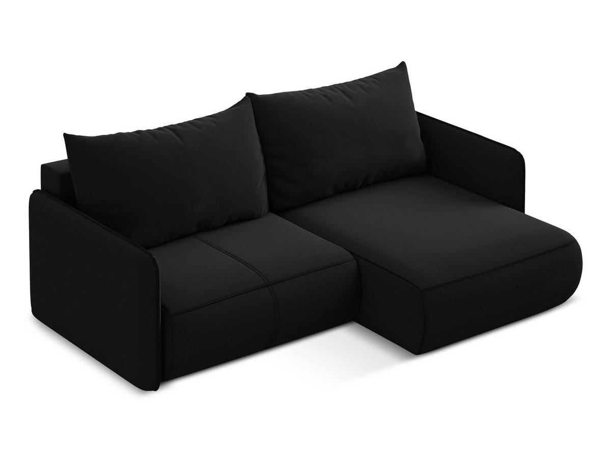 ECKSOFA mit Schlaffunktion Samt Stoff Schwarz - Schwarz, Kunststoff/Textil (207/148cm) - Makamii