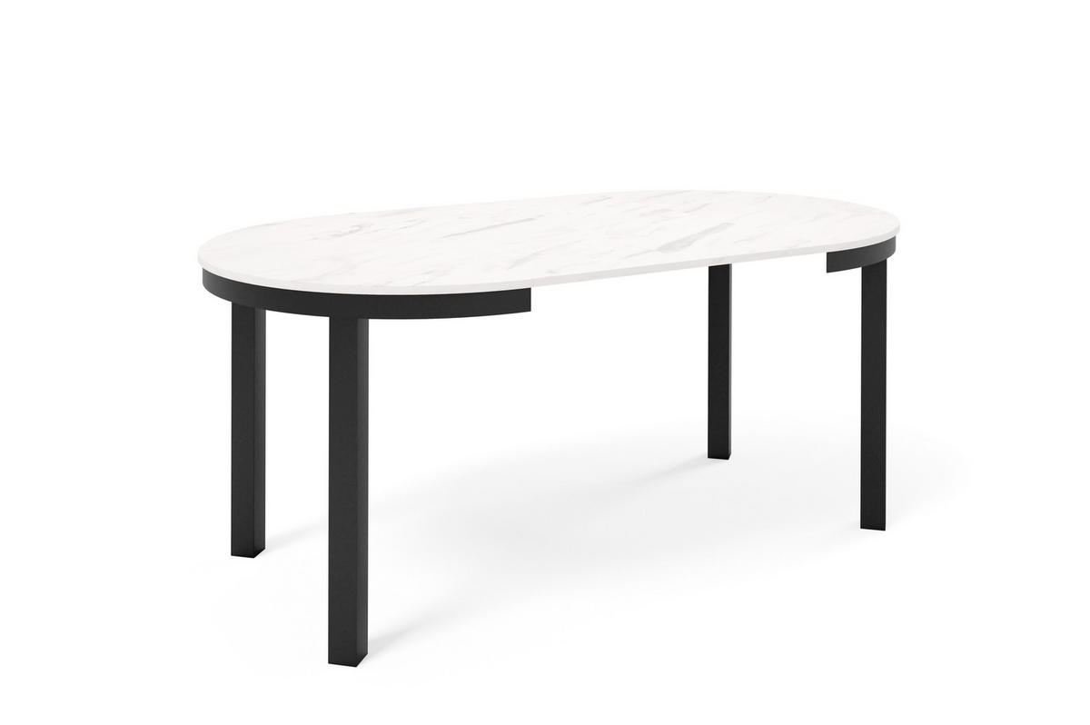 ESSTISCH BERNARDIN - Weiß Hochglanz/Schwarz, Holzwerkstoff/Metall (100/100/76cm) - Meblini
