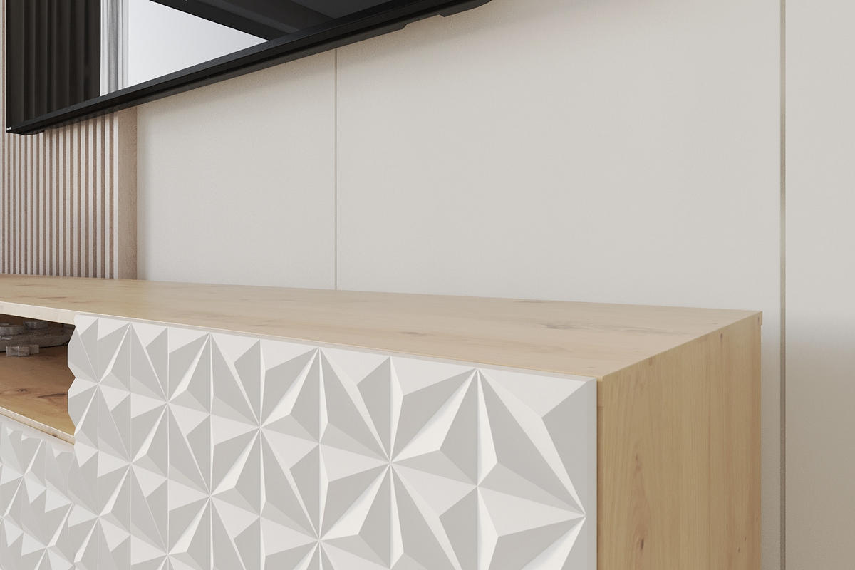 LOWBOARD VIRA-S 200x53x41 cm - Artisan / Weiß - Schwarz/Weiß, Holzwerkstoff (200/53/41cm) - ALTDECOR