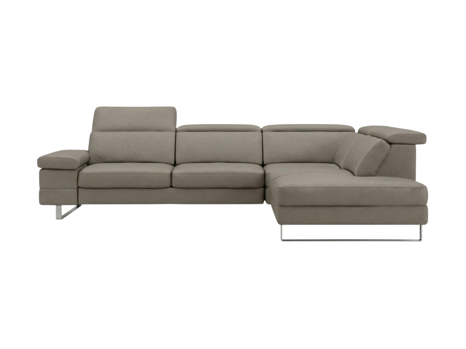 ECKSOFA Virage Echtleder Greige - Greige, Leder/Metall (232/263cm)