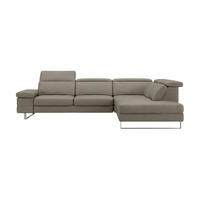 ECKSOFA Virage Echtleder Greige - Greige, Leder/Metall (232/263cm)