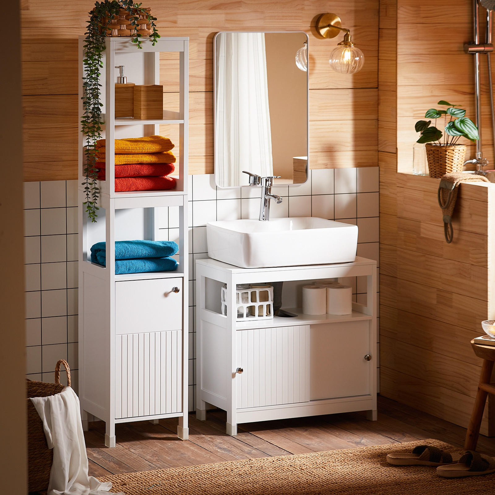 HOCHSCHRANK Weiß - Weiß, Holzwerkstoff (30/144/30cm) - SoBuy