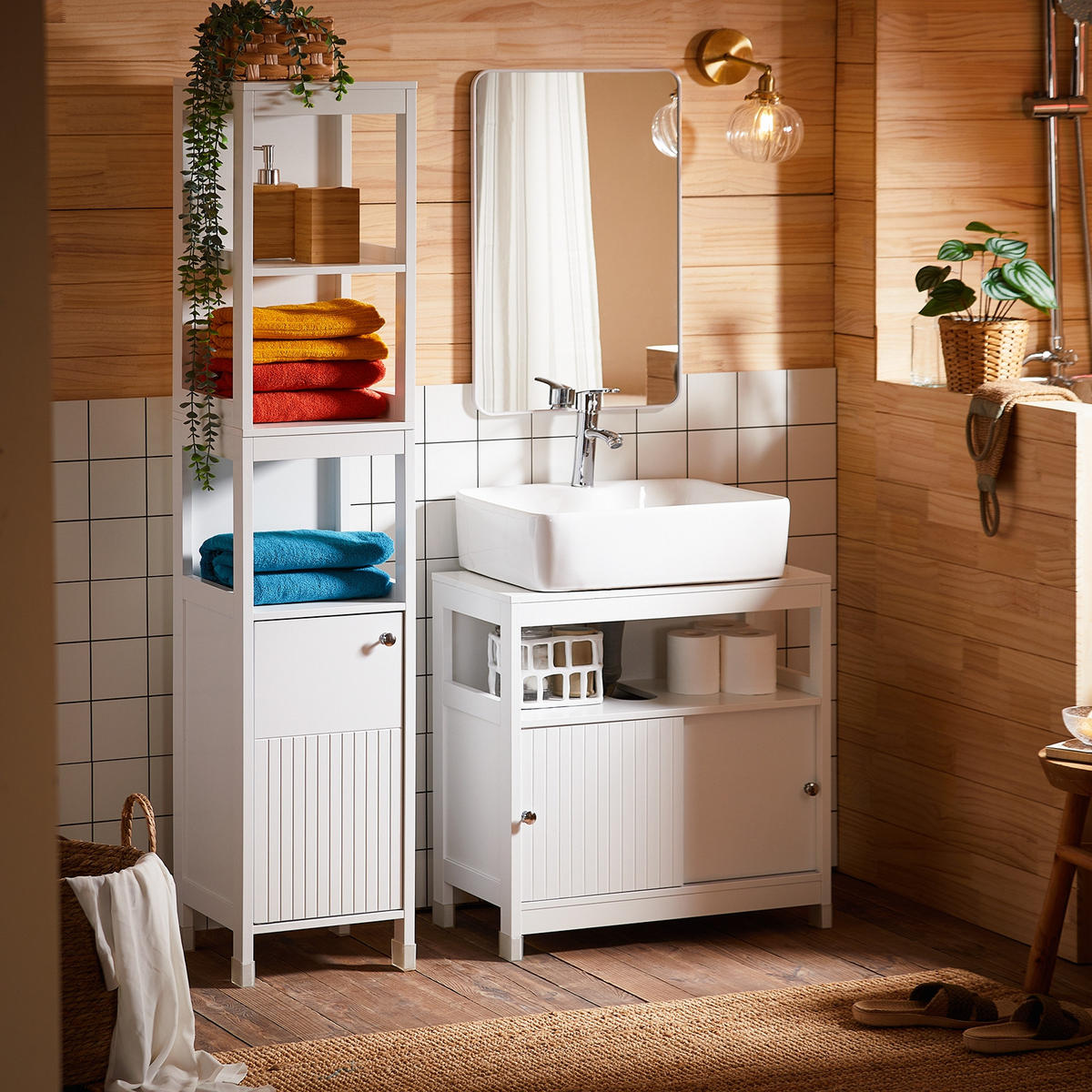 HOCHSCHRANK Weiß - Weiß, Holzwerkstoff (30/144/30cm) - SoBuy