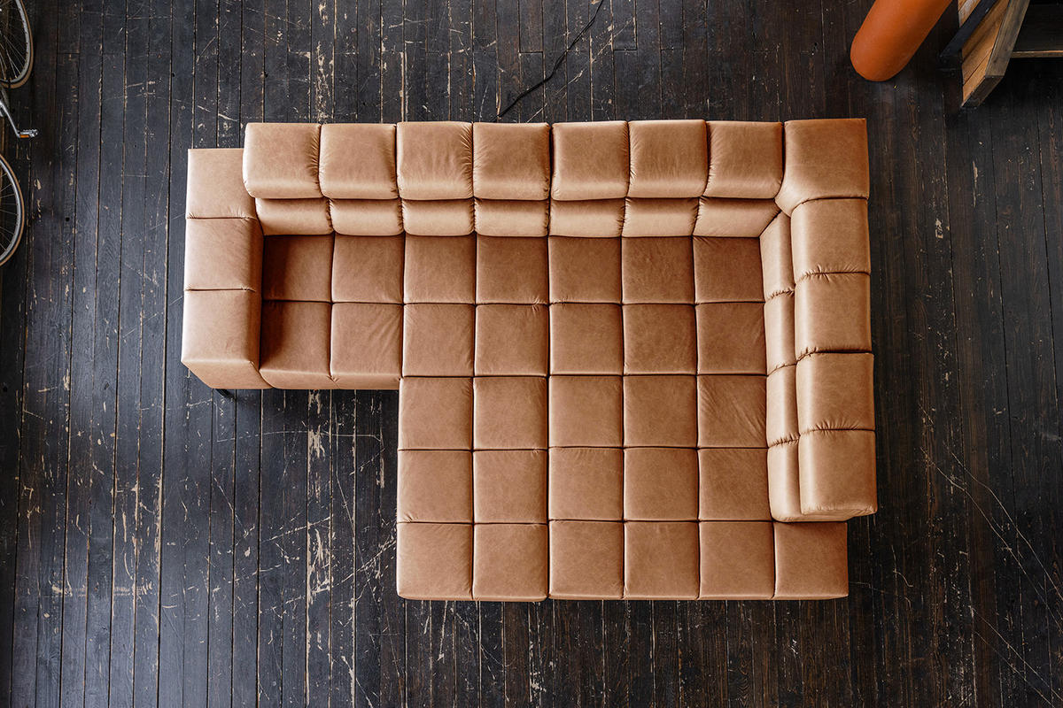 ECKSOFA NELSON Braun Leder - Cognac/Dunkelbraun, Leder/Metall (321/216cm) - KAWOLA