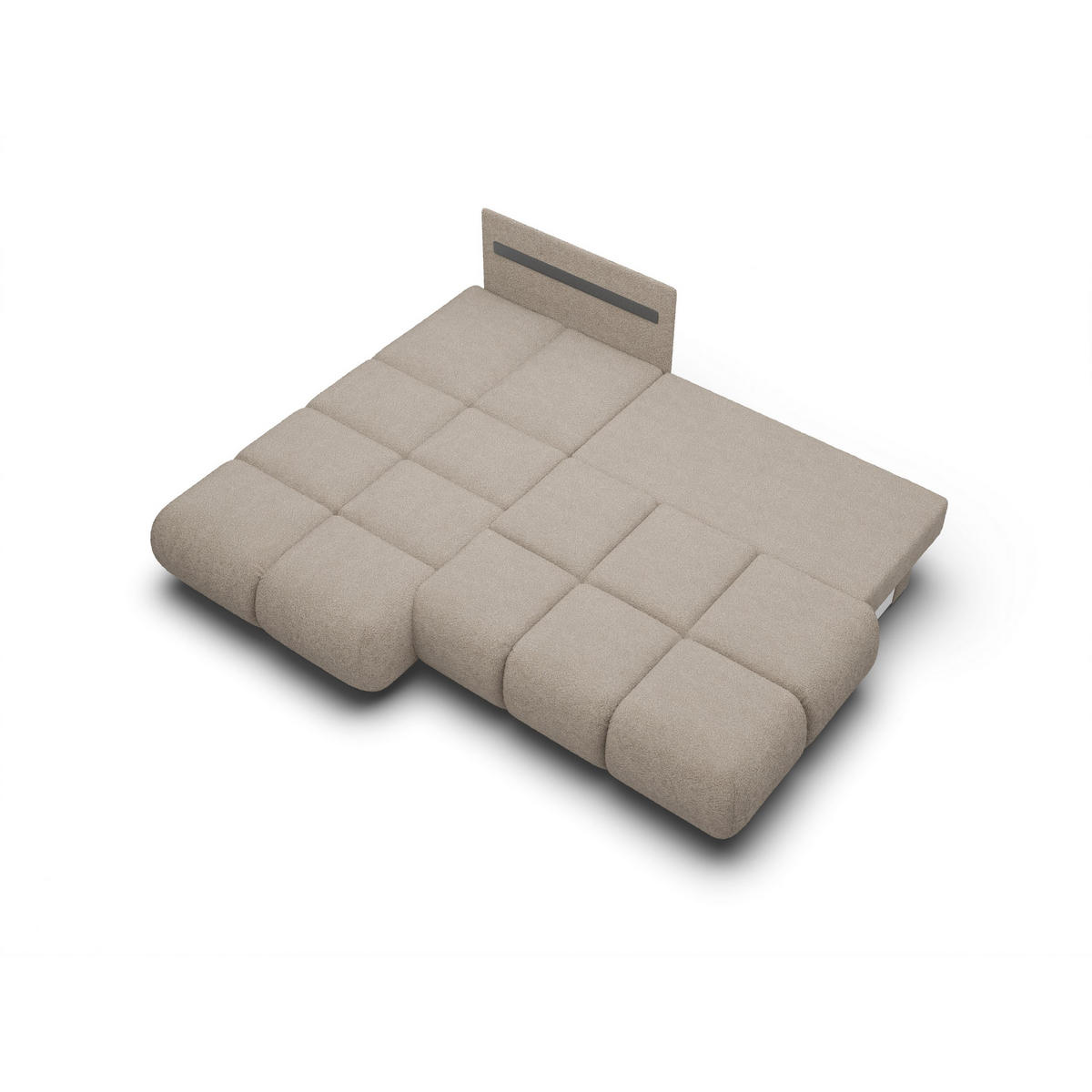 ECKSOFA CORSO L-S Grau Boucle-Stoff mit Schlaffunktion - Grau, Holz (230/177cm) - MASSENO