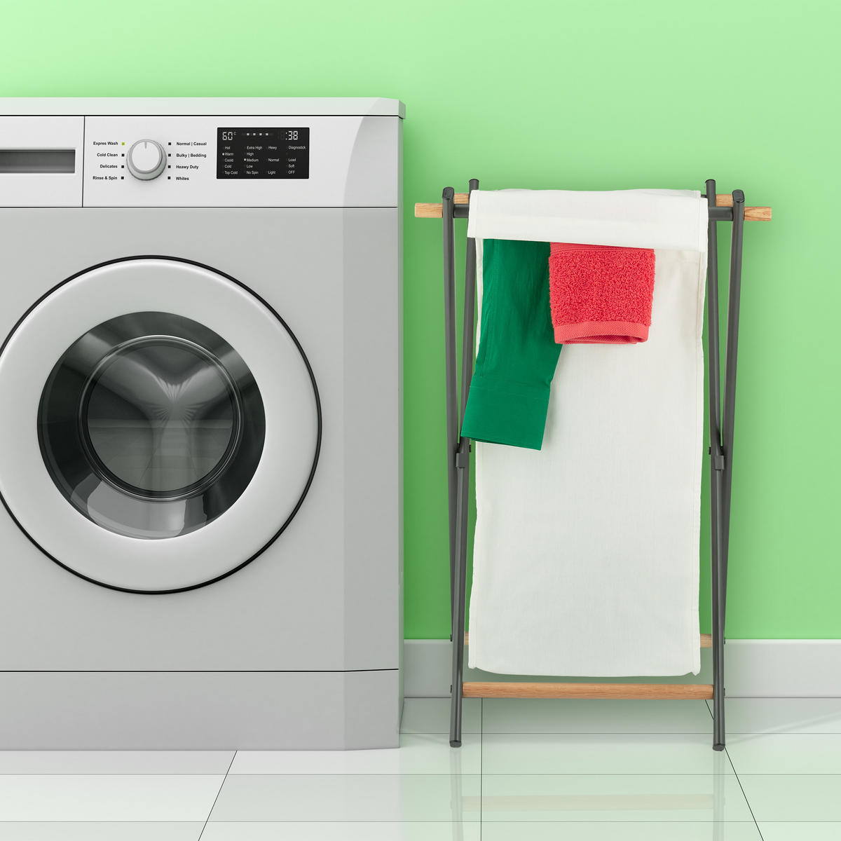 WÄSCHEKORB - Multicolor, Holz/Textil (45/71/42cm) - Relaxdays