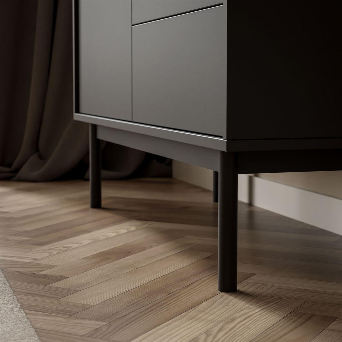 KOMMODE MIRACLE 3D3S mit Schubladen dreitrürig Schwarz - Schwarz, Holzwerkstoff (104/134/39cm) - Lookway