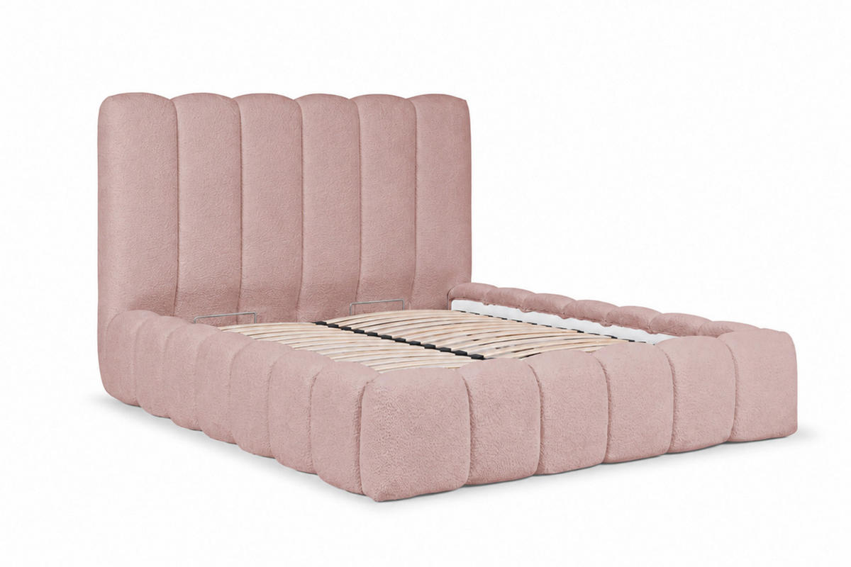 POLSTERBETT Mit Bettkasten, Chenille-Stoff Catch Me, Rosa, 160x200 cm, CANDE - Pink, Holz (160/200cm) - Kaiser Möbel