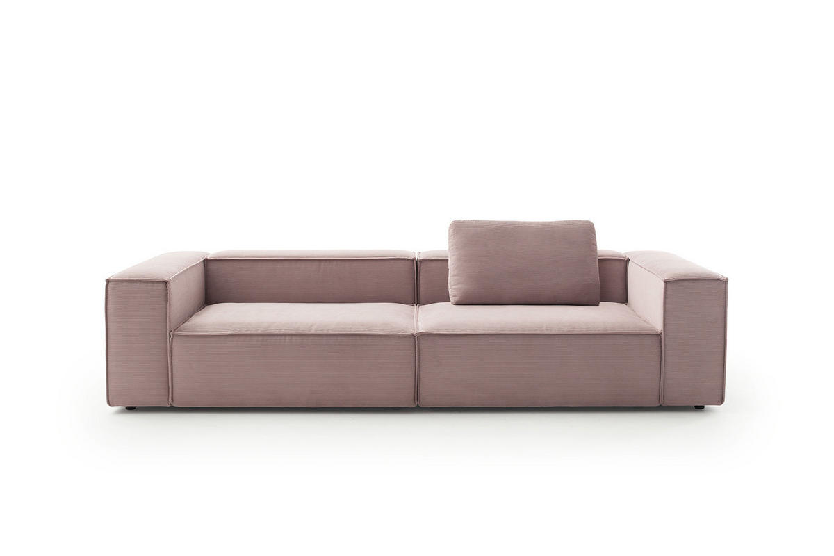 SOFA CARMO Pink Cord - Pink/Schwarz, Kunststoff/Textil (306/68/118cm) - KAWOLA