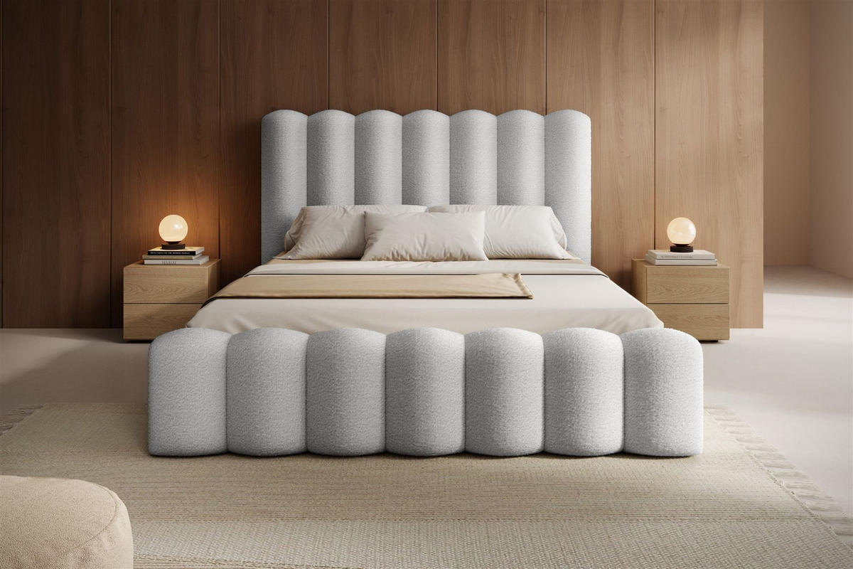 POLSTERBETT Macon Stoff Euphoria - Weiß, Holzwerkstoff/Textil (140/200cm) - Fun Möbel