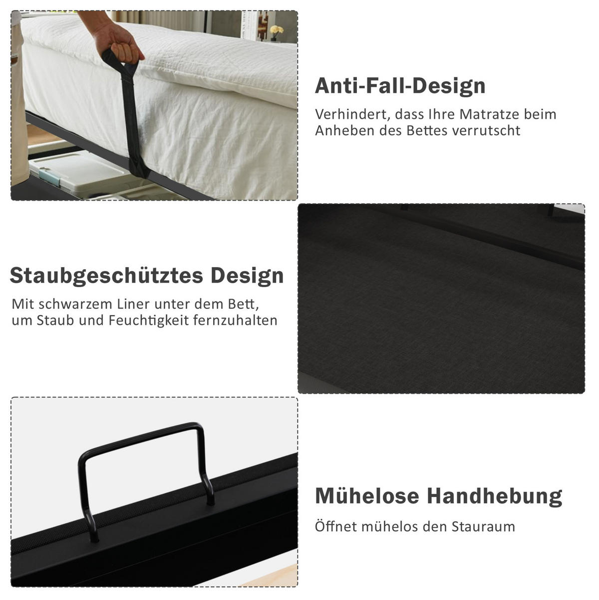POLSTERBETT 90/200 cm Grau aus Baumwoll-Leinenstoff mit LED und Ladefunktion - Grau, Textil (90/200cm) - OKMYHOME