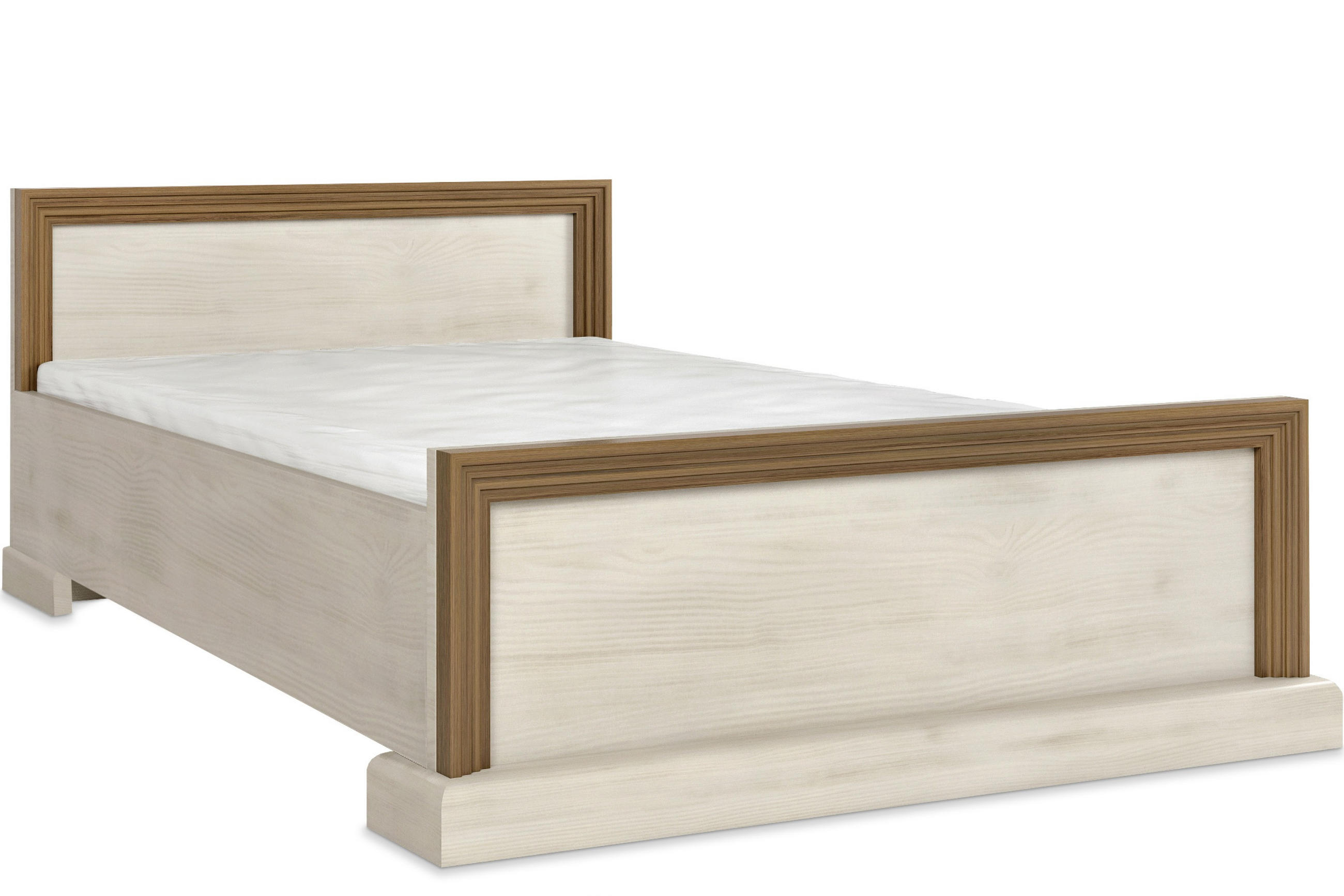 BETTRAHMEN ARVEN mit Kopfstütze, Cremeweiß - Eichefarben/Creme, Holz (160/200cm) - KONSIMO®