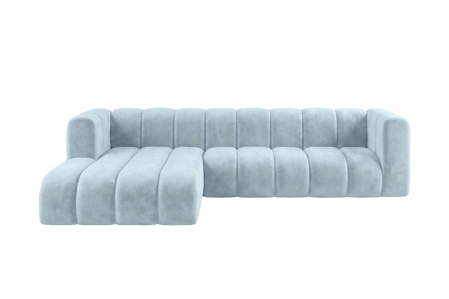 ECKSOFA Modulares In L-Form, Velvet-Stoff Riviera, Babyblau, Links, GRAND 287 cm - Hellblau, Holz (287/179cm) - Kaiser Möbel