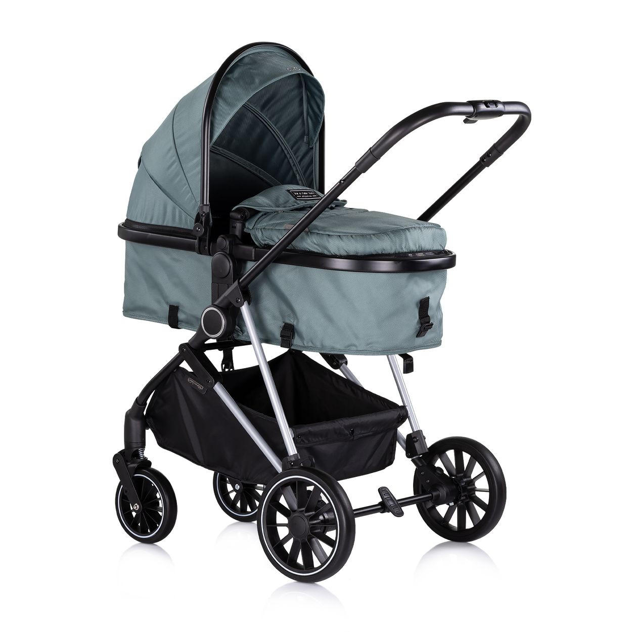 KINDERWAGEN Aura 2 in 1 tuerkis umbaubar Wickeltasche Sitz umkehrbar bis 22 kg - Türkis, Metall (98/60/106cm) - Chipolino