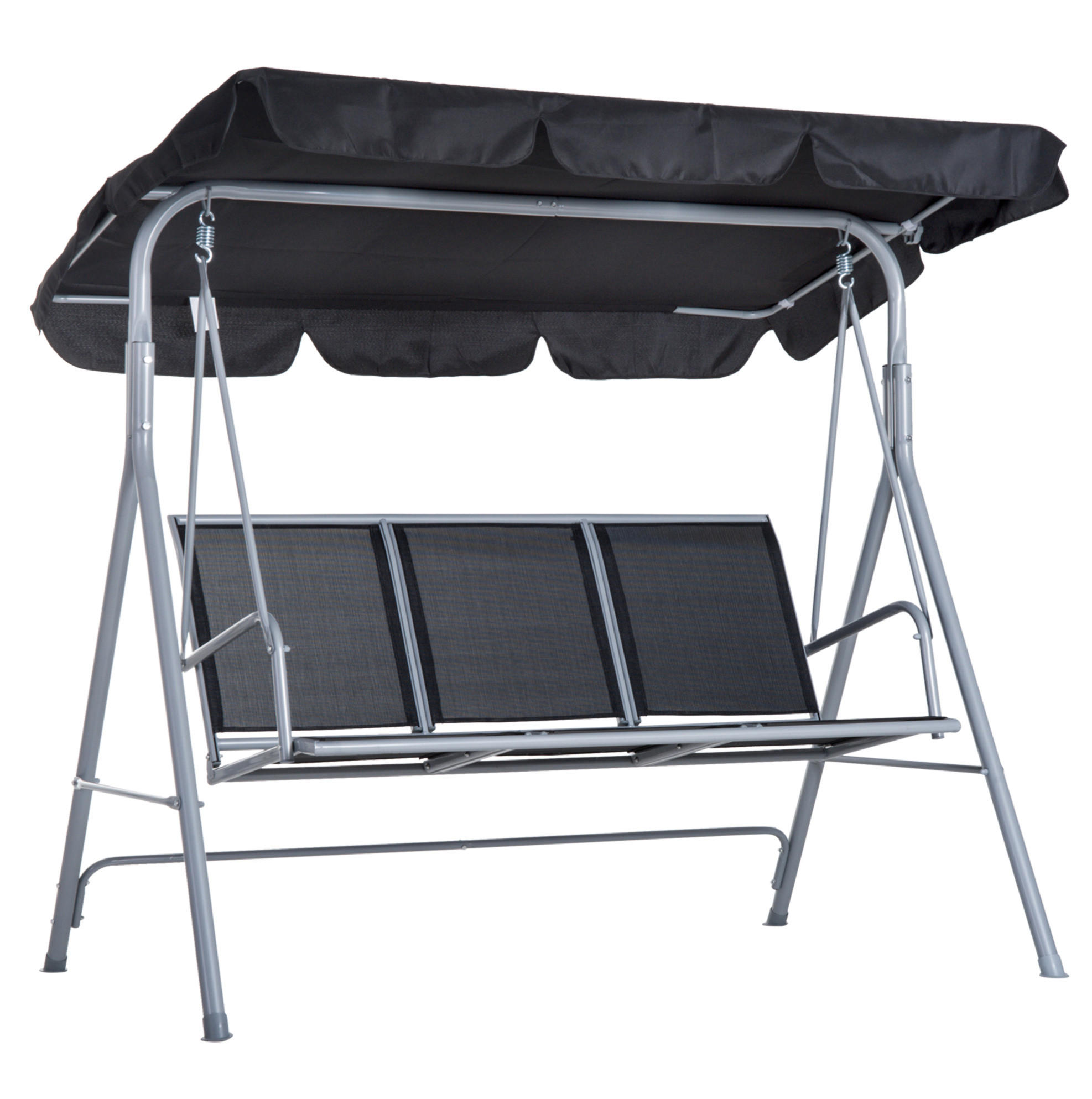 HOLLYWOODSCHAUKEL 171/108/154 cm aus Metall mit verstellbarem Dach und 3 Sitzplätzen, Grau - Grau, Metall (108/154/171cm) - Redom