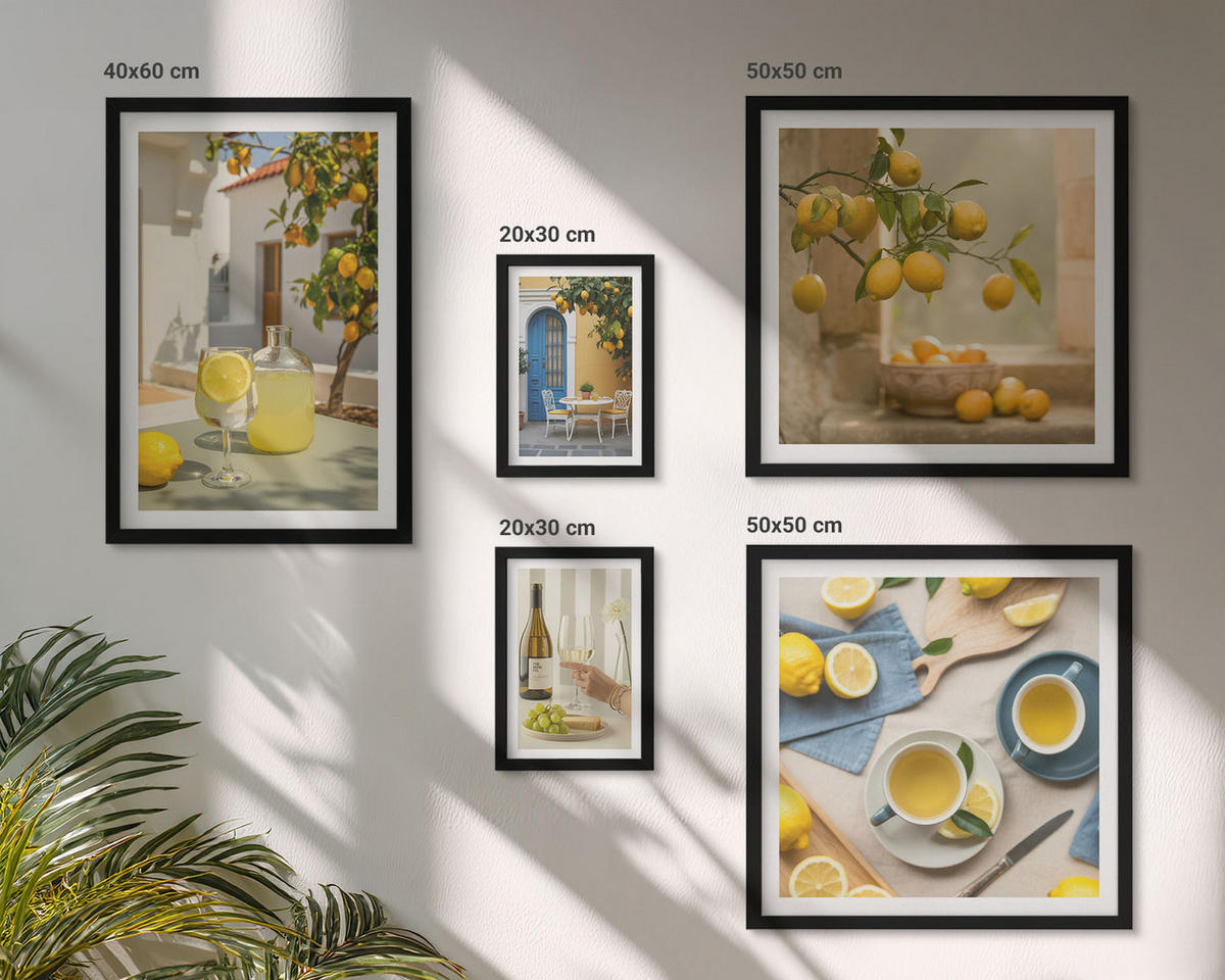 WANDBILDER 5er-Set - 50x50 cm & 20x30 cm & 40x60 cm Schwarzer Rahmen - Patio Sun Limonade - Schwarz, Kunststoff (40/60cm) - ArtPrintCave