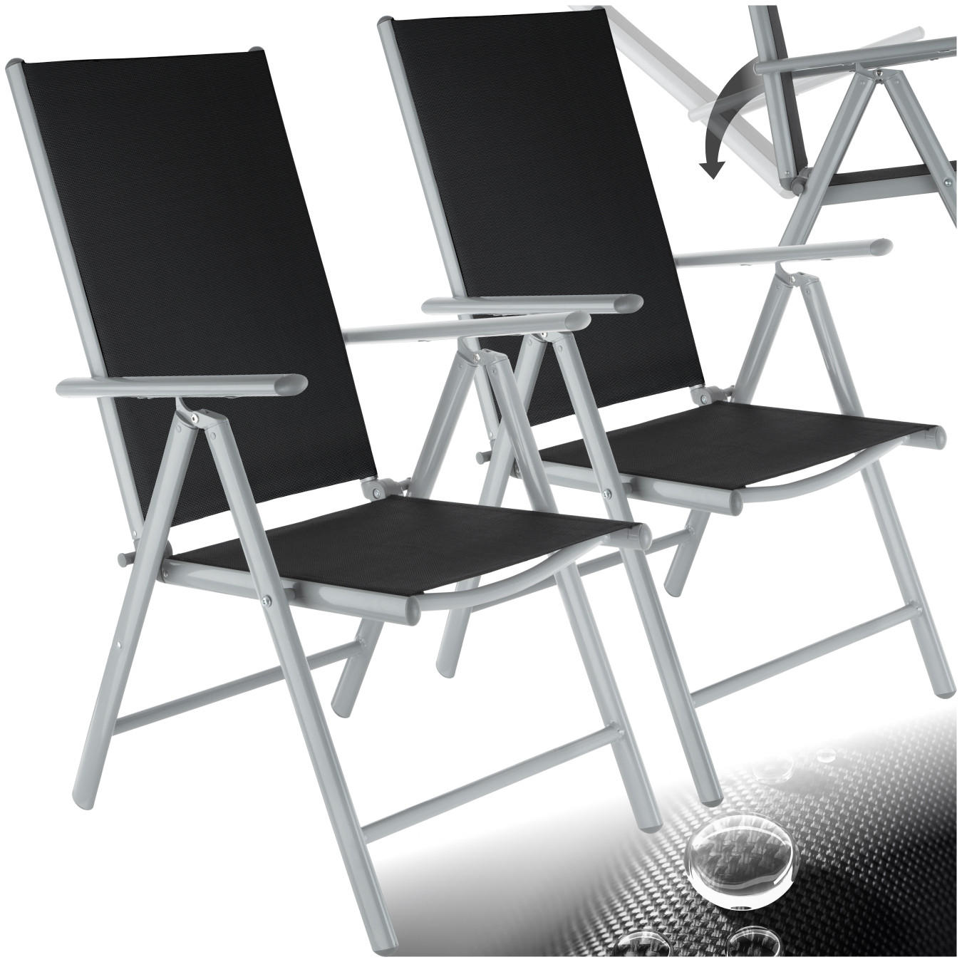 GARTENSTUHL 2er Set Marilena, 67 x 56 x 105 cm,silber - Silberfarben, Metall (56/105/67cm) - tectake