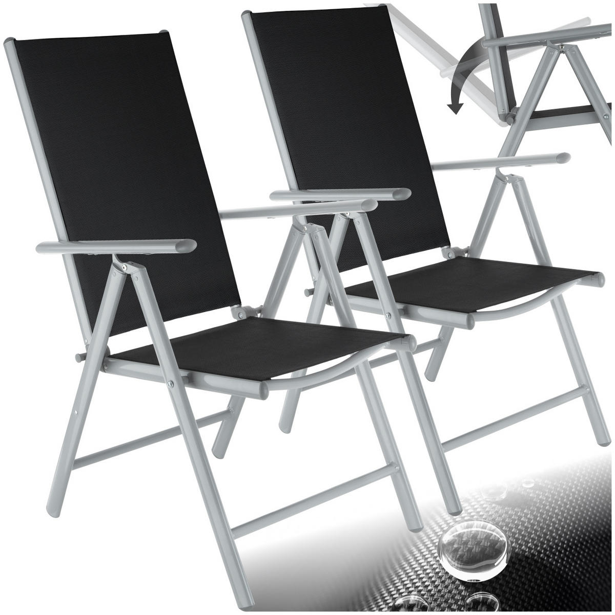 GARTENSTUHL 2er Set Marilena, 67 x 56 x 105 cm,silber - Silberfarben, Metall (56/105/67cm) - tectake