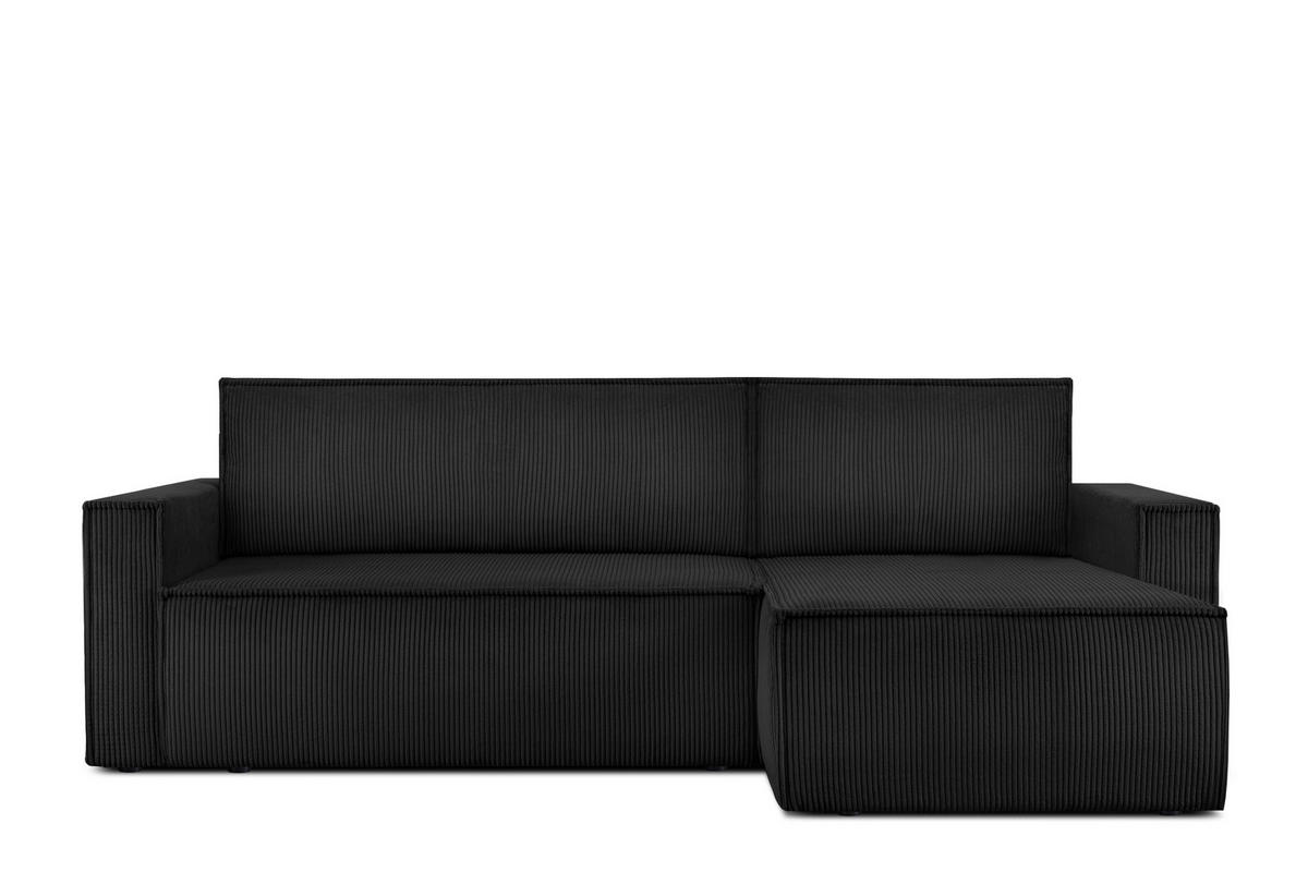 ECKSOFA-LINKS/RECHTS NAPI Schlaffunktion mit Cordbezug, antracyt - Schwarz, Textil (246/148cm) - KONSIMO®