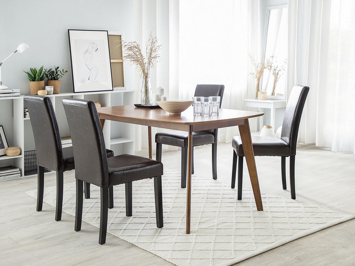 ESSZIMMERSTUHL 2er-Set Kunstleder Dulkelbraun Broadway - Braun, Holz/Textil (42/93/59cm) - Beliani