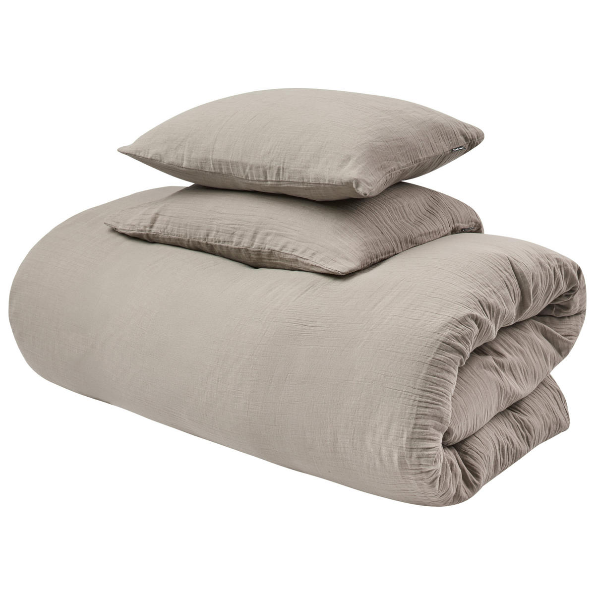 BETTWÄSCHE-SET 220/240 cm Baumwollmusselin Taupe Sumner - Taupe, Textil (220/240cm) - Beliani