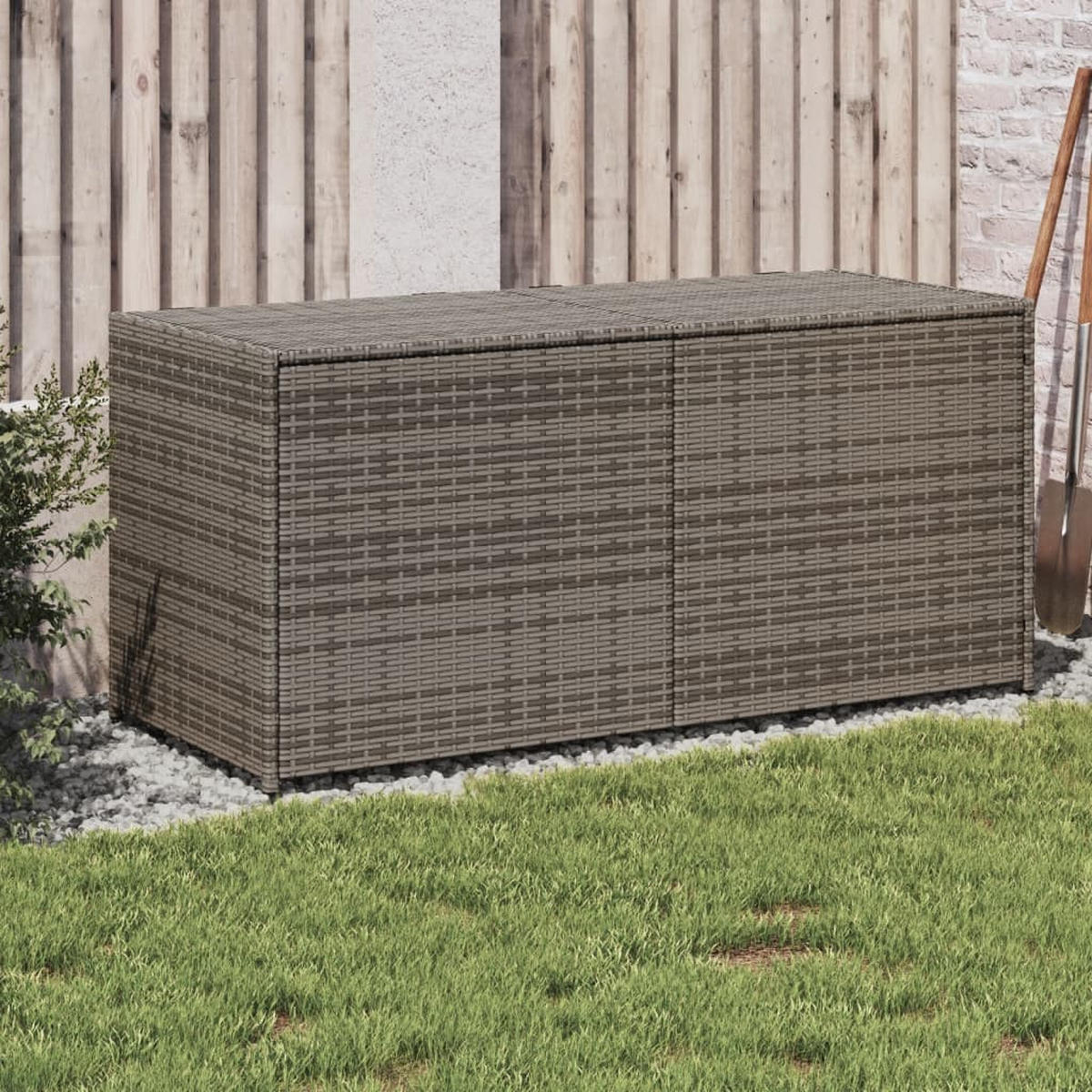 GARTENTRUHE Grau 283L Poly Rattan - Grau, Kunststoff (120/102/50cm) - furnicato