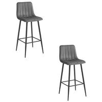 BARHOCKER 2er-Set Dunkelgrauer Velours, Gepolsterte Rückenlehne, Bequem Und Modernes Design Für Die Küche Oder Die Theke - Grau, Textil (43/104/36cm) - Best For Home