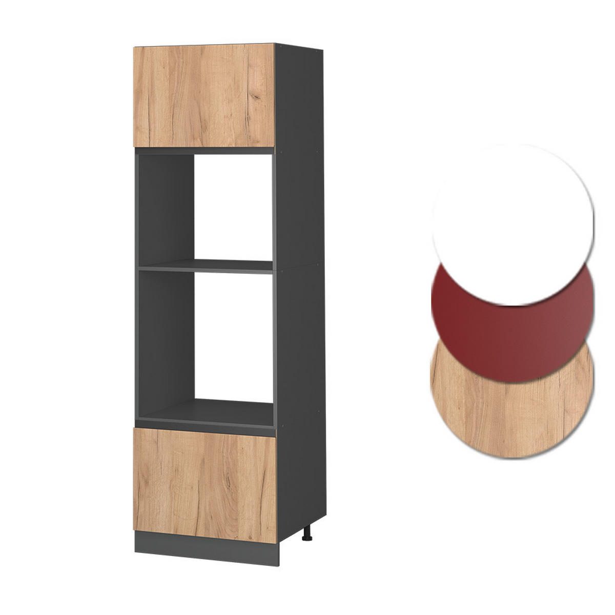 MIKROWELLENSCHRANK R-Line Goldkraft Eiche 60 cm J-Shape - Anthrazit/Eiche Wotan, Holzwerkstoff (60/206.8/57.2cm) - Vicco