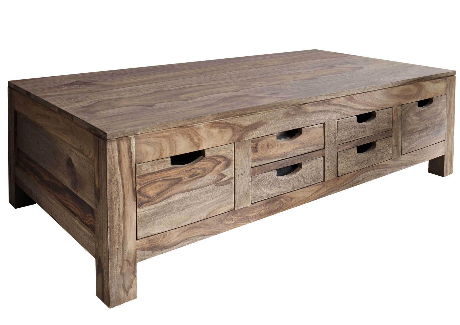 COUCHTISCH Sheesham 135x70x40 grau geölt NATURE GREY #43 - Grau, Holz (135/70/40cm) - Massivmoebel24