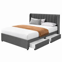 POLSTERBETT mit 2 Schubladen und Lattenrost 160x200 cm Samt Grau - Grau, Holzwerkstoff (160/200cm) - Beauniv