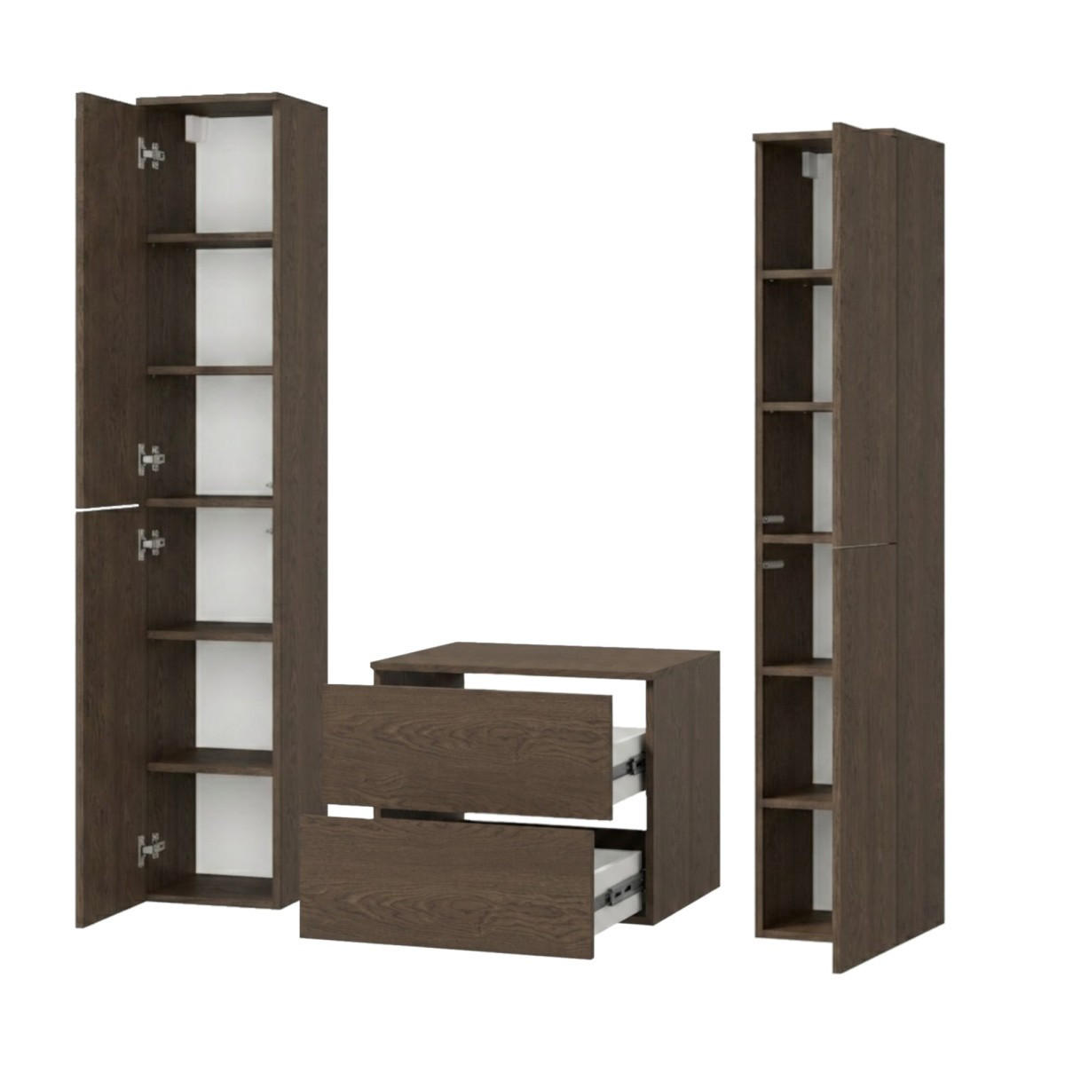 BADMÖBEL-SET Color Baltic Storm 3-Teilig (2S 60 + 2D 160 X2) - Walnussfarben, Holzwerkstoff (140/160/45cm) - mzm24