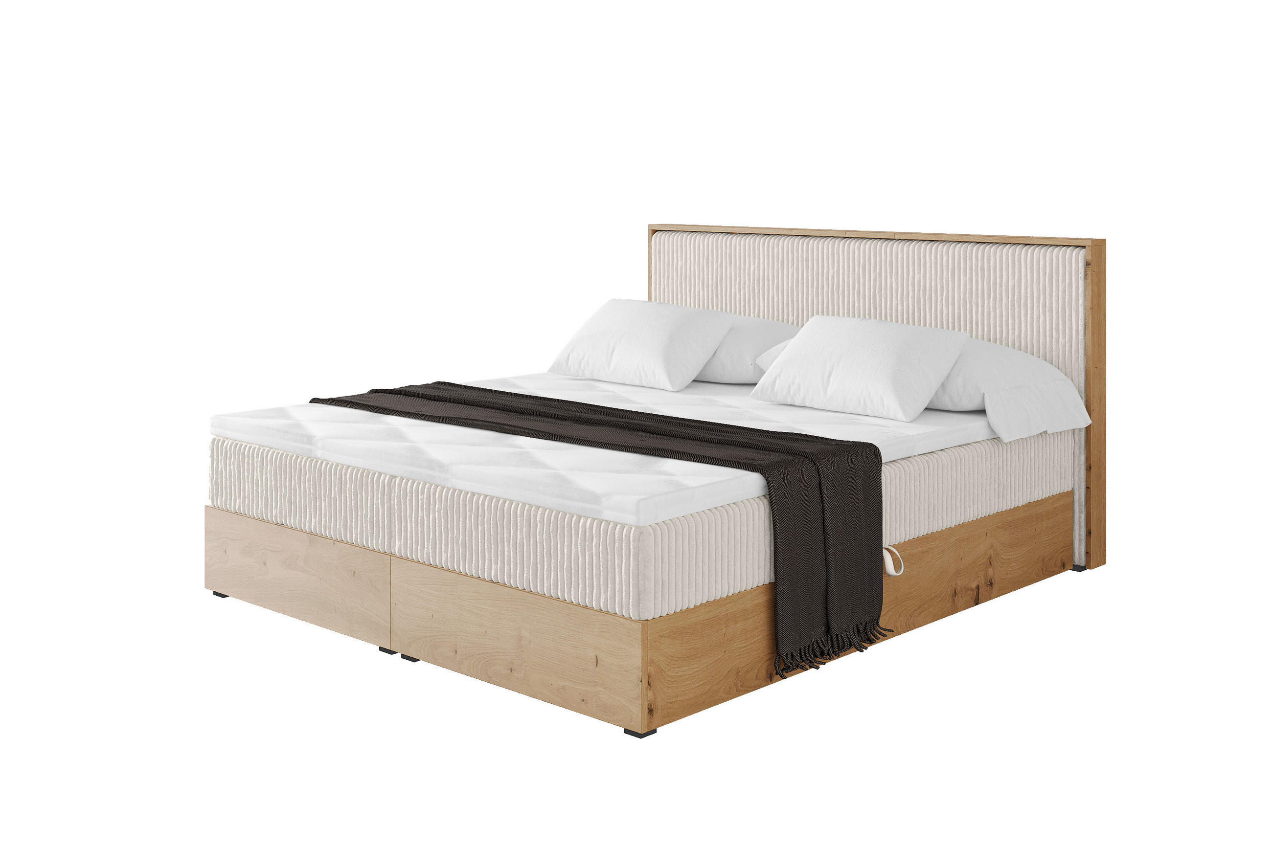 BOXBETT LOLLI9 - 140x200 - H3 Creme - Creme, Holzwerkstoff (140/200cm) - ALTDECOR