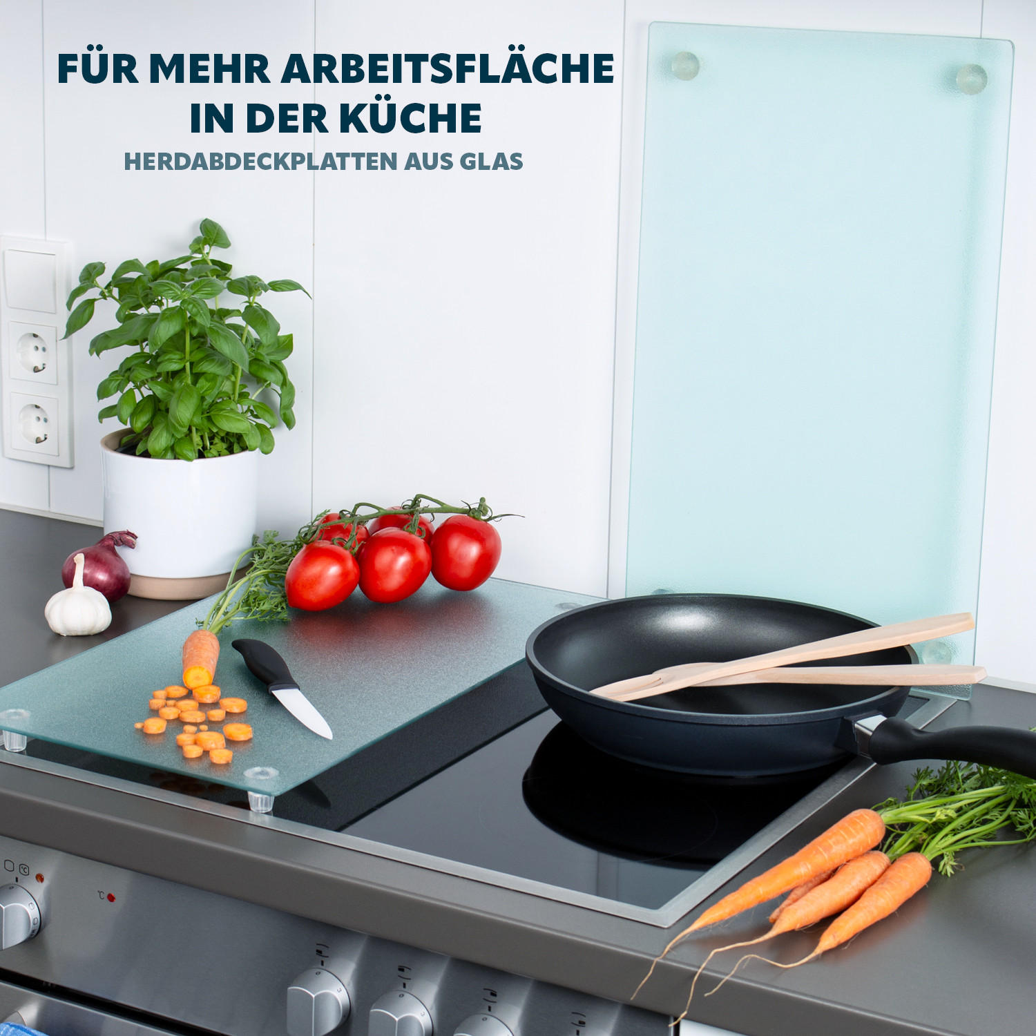 HERDABDECKPLATTE 2er Set - Transparent, Glas (30/3/52cm) - bremermann