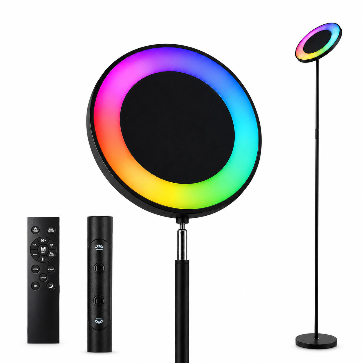 FLURLEUCHTE FL1081 RGB CCT LED 24W mit Fernbedienung - Brombeere, Metall (25/25/180cm) - LOVHAUS