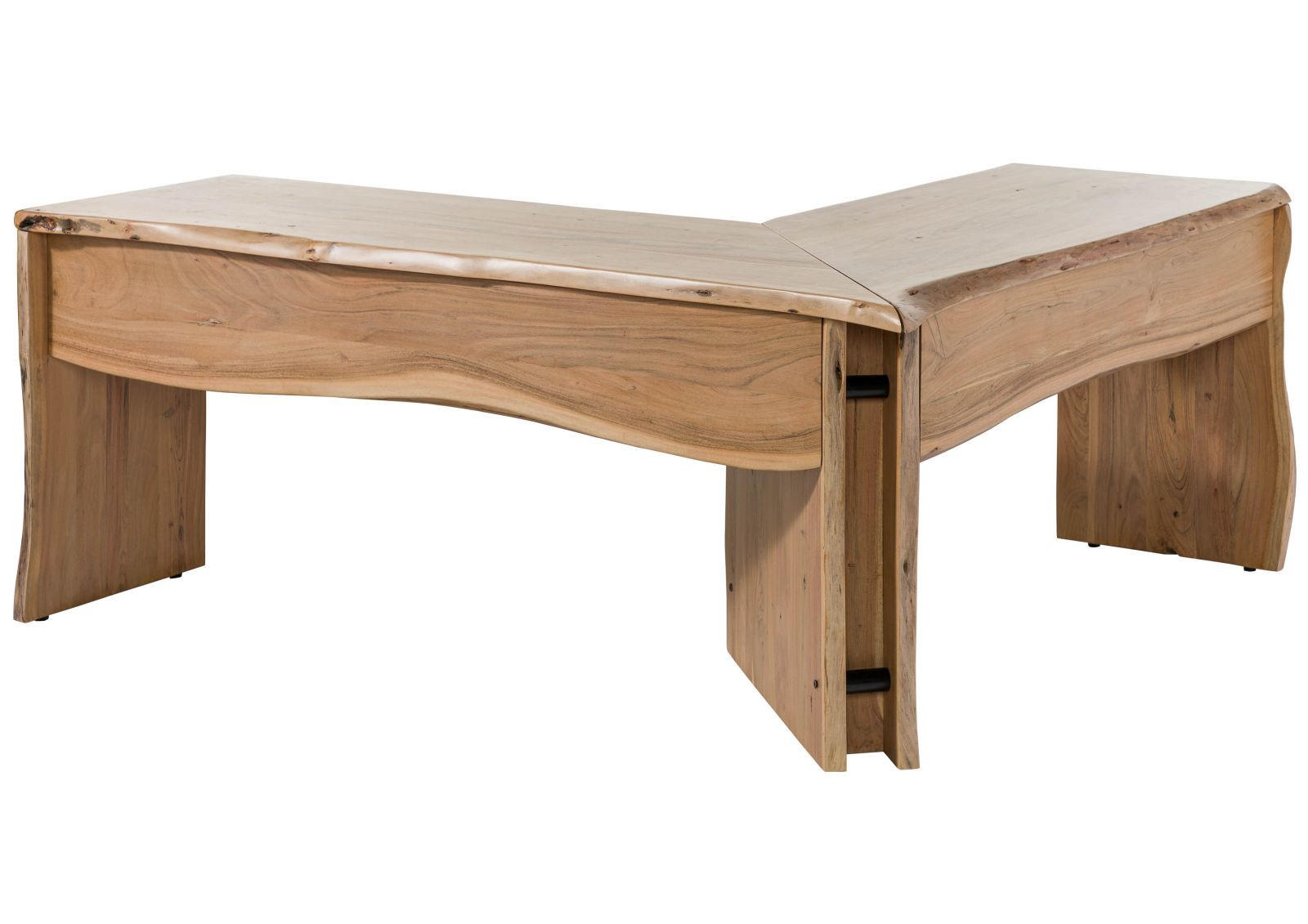 ECKSCHREIBTISCH Akazie 185x163x76 natur lackiert PURE ACACIA #749 - Naturfarben, Holz (163/185/76cm) - Massivmoebel24