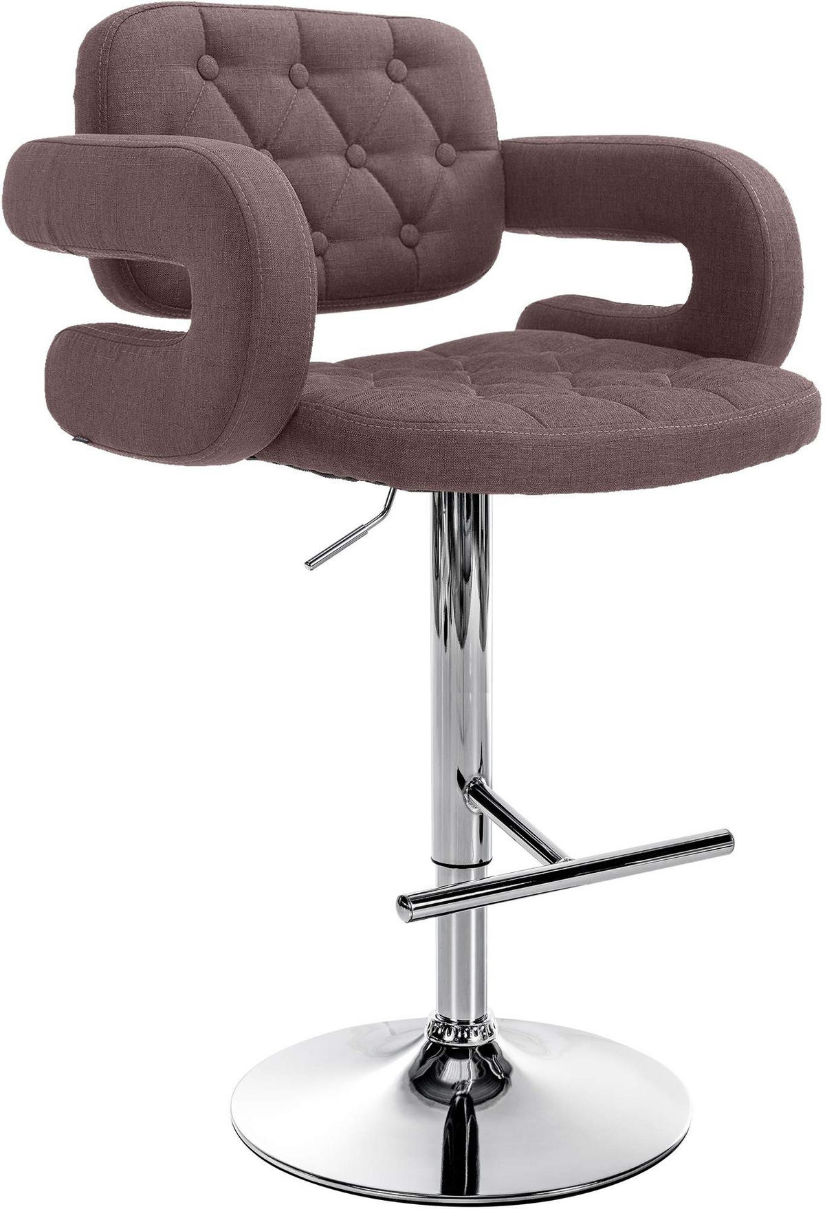 BARHOCKER Stoff braun - Chromfarben/Braun, Textil/Metall (62/103/55cm) - CLP