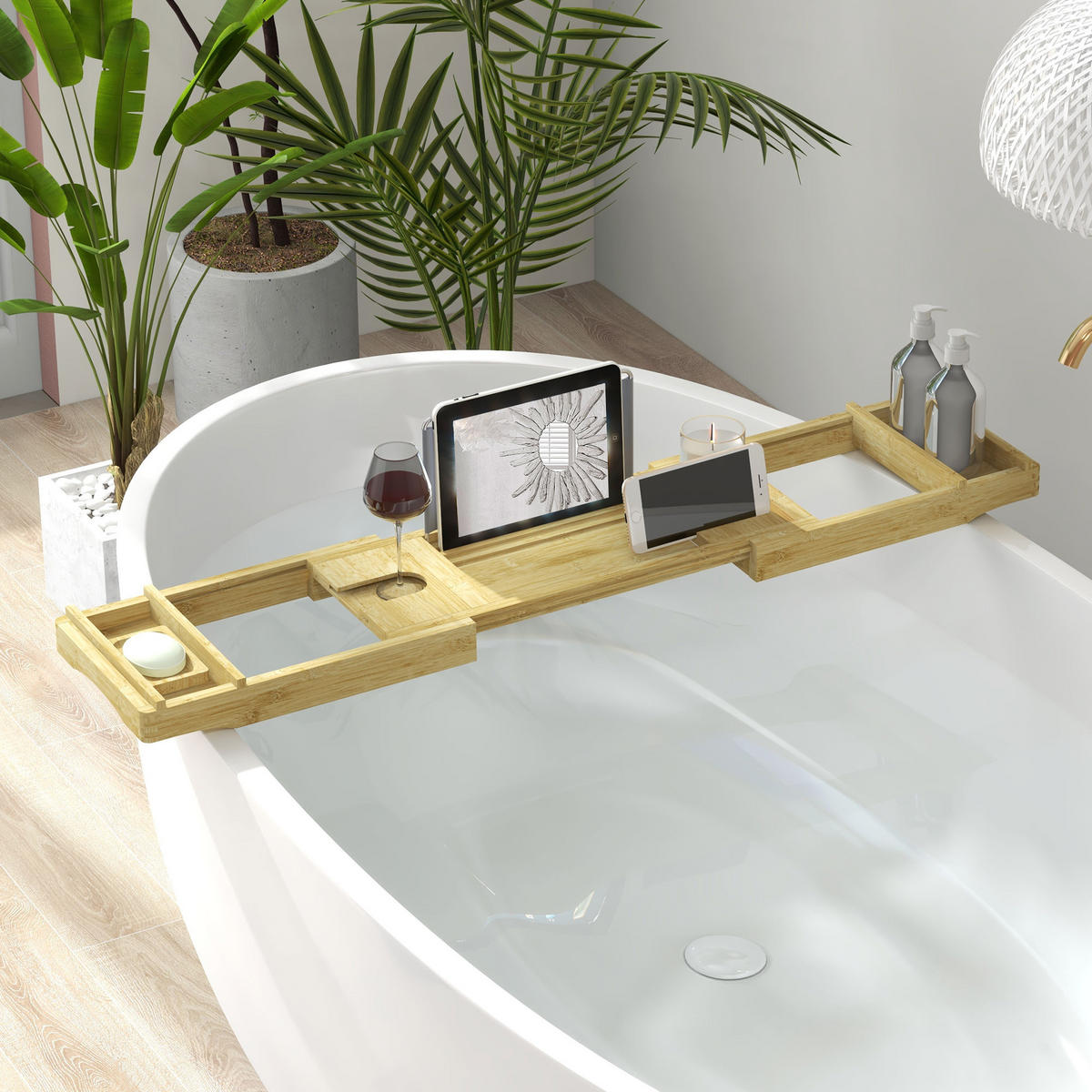 BADEWANNENREGAL DE-17350 - Naturfarben, Naturmaterialien (23/4.5/109cm) - ComfortXL