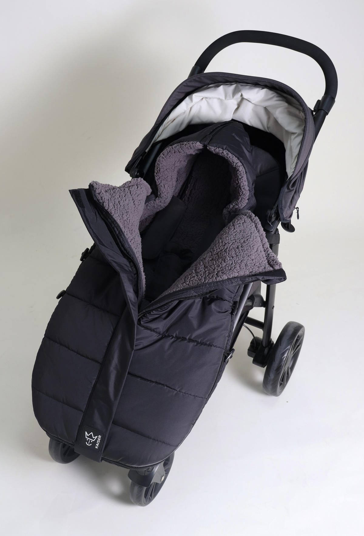KINDERWAGEN-FUSSSACK Mila, black - Schwarz Hochglanz, Textil (48/7/105cm) - Kaiserbaby