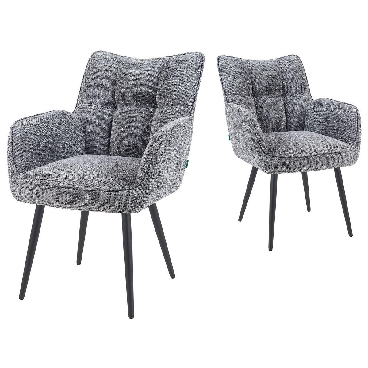 ESSZIMMERSTUHL Mika-Miro - Schwarz/Grau, Textil/Metall (59/84/66cm) - DUBI Möbel