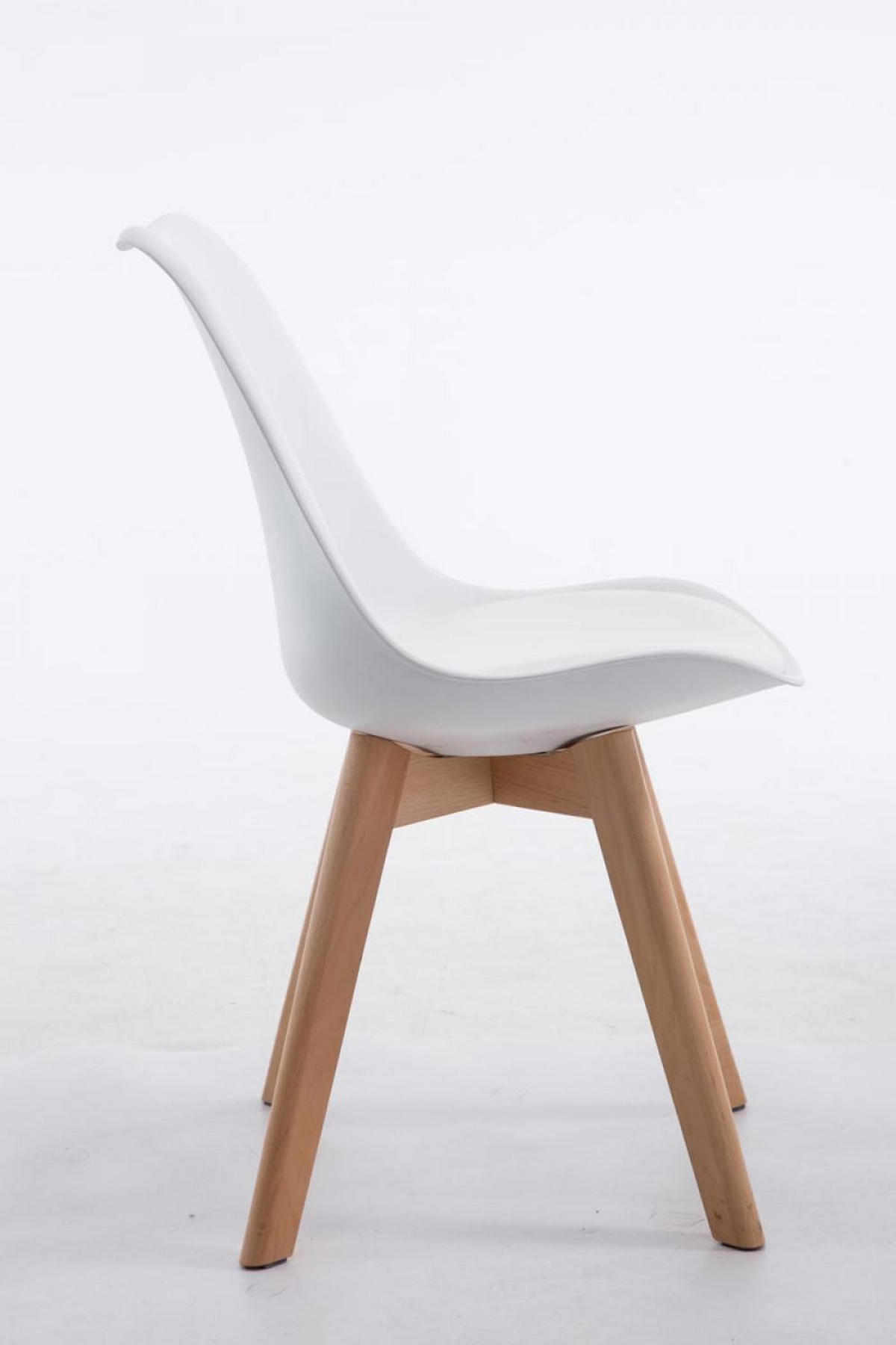 STUHL Lederlook weiß - Eukalyptusholzfarben/Weiß, Holz/Textil (48/84/41.5cm) - CLP