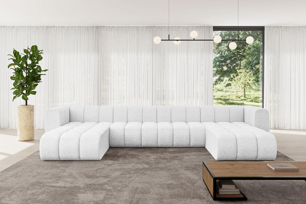 WOHNLANDSCHAFT modulares Sofa Joren-U2 - 410x177x70 cm Weiß - Weiß, Holzwerkstoff/Textil (410/70/177cm) - ALTDECOR